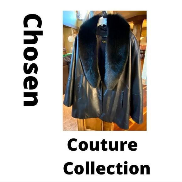 💼Lamb Nappa Leather and Fox Fur Jacket. Relaxed Fit, Stylish, Classic - Picture 1 of 16